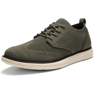 Bruno Marc Men’s KnitFlex Craft Mesh Oxfords Sneakers | Breathable Woven Knit Upper, Wear-Resistant Rubber Sole, Thick EVA Insole, Chunky Sole for Office & Casual Daily Wear(6-green)