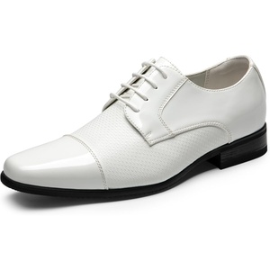 Bruno Marc Men’s Patent Tuxedo Dress Formal Oxfords | Classic Lace-up Formal Oxfords Patent Vegan Leather Shoes Ultimate Comfort Lightweight and Flexible(White-pat)