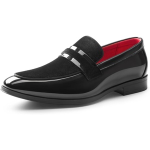Bruno Marc Men’s Tuxedo Loafers Slip-on Dress Shoes | Shiny Patent Velvet Wedding Party Prom Banquet Graduation Suit Formal Office(Black)