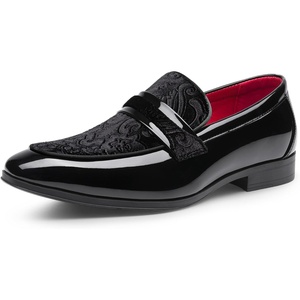 Bruno Marc Men’s Tuxedo Loafers Slip-on Dress Shoes | Shiny Patent Velvet Wedding Party Prom Banquet Graduation Suit Formal Office(Black-velvet)