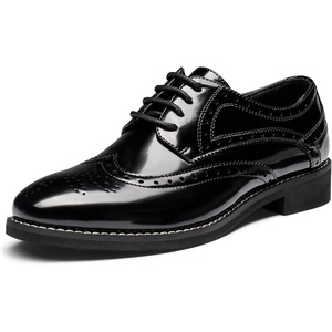 Bruno Marc Women’s Formal Wingtip Brogue Oxfords | Business Formal Wingtip Brogue Oxfords, PU Upper, 5mm Latex Insole, EVA Sole, for Work Meetings, Commutes, Daily Wear(Bright Black)