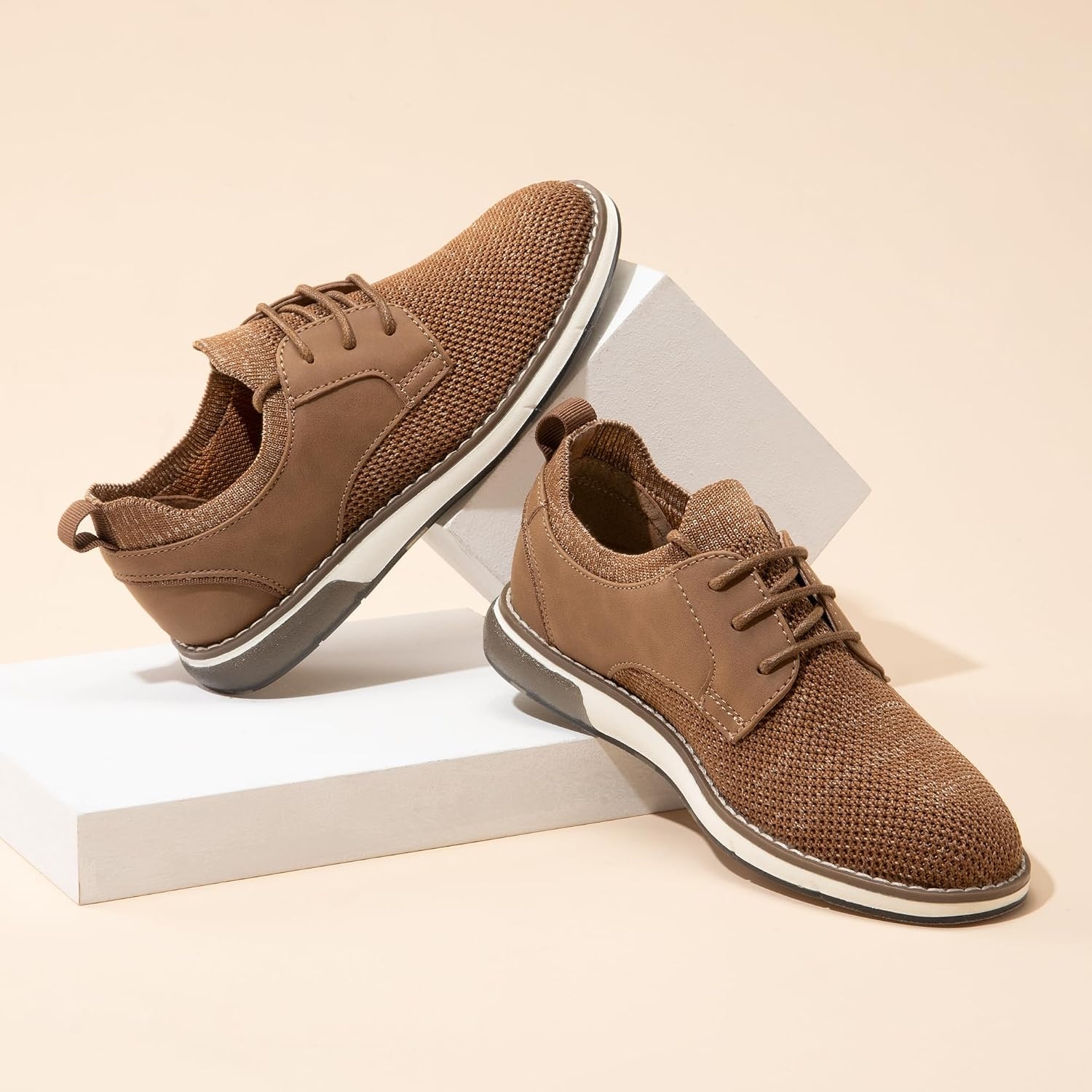 image:imageBruno Marc Boys Mesh Casual Dress Oxford Uniform Shoes Boys Breathable Uniform Shoes Slipon design pull tabs ideal for school activities or church servicesBrown