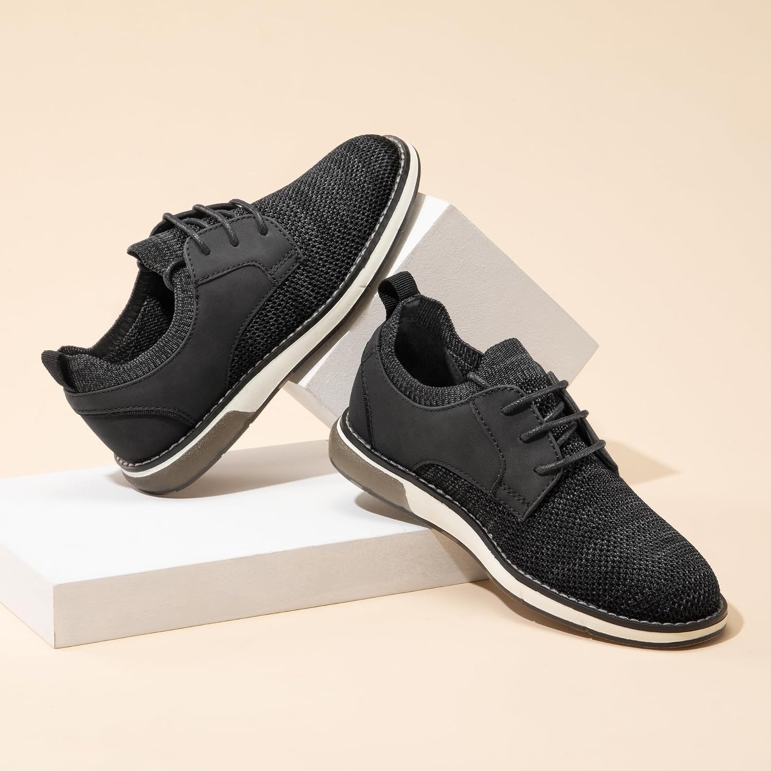 image:imageBruno Marc Boys Mesh Casual Dress Oxford Uniform Shoes Boys Breathable Uniform Shoes Slipon design pull tabs ideal for school activities or church servicesBlack