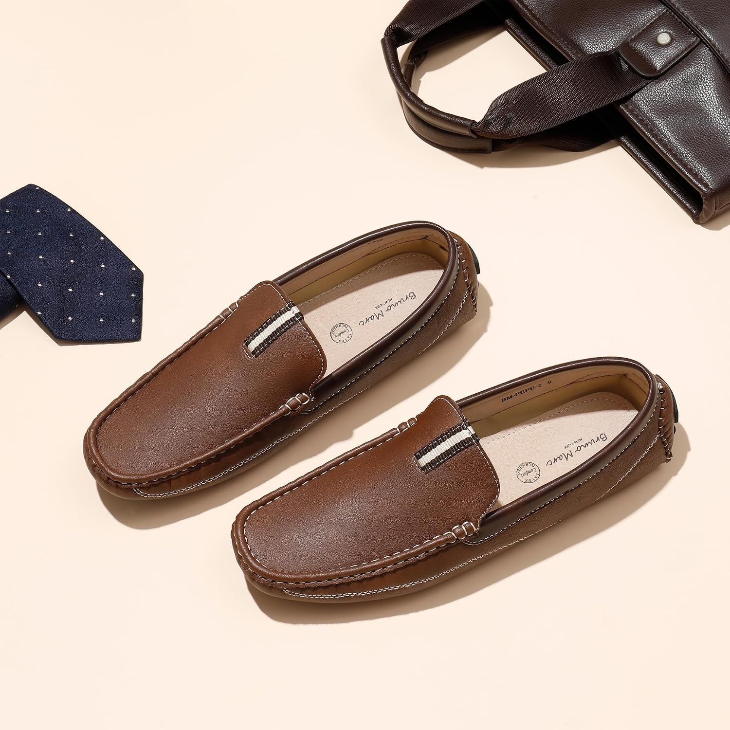 image:imageBruno Marc Mens Driving Moccasins Slip on Loafers Shoes Soft Flexible Lightweight Daily Office Weekend Travel Journey OutdoorBrown