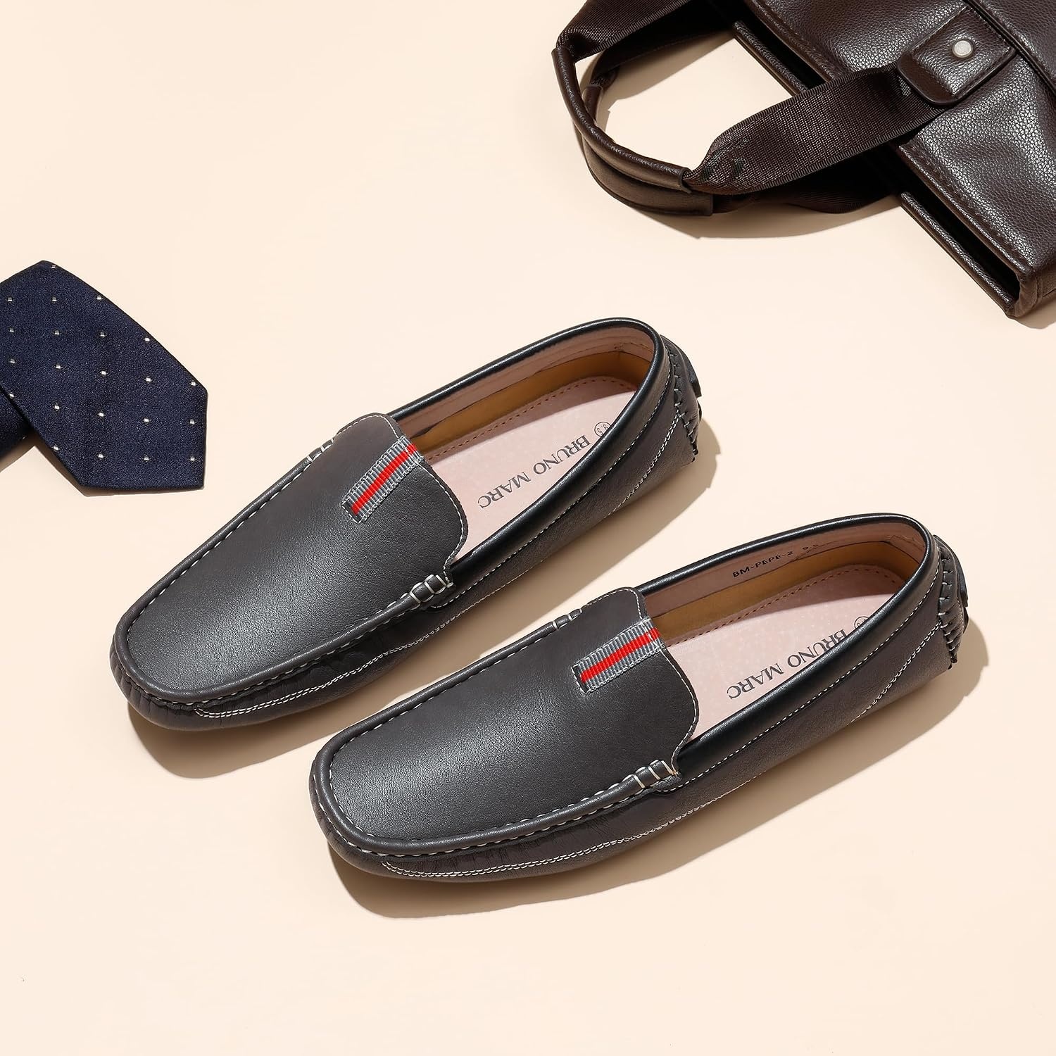 image:imageBruno Marc Mens Driving Moccasins Slip on Loafers Shoes Soft Flexible Lightweight Daily Office Weekend Travel Journey OutdoorGrey