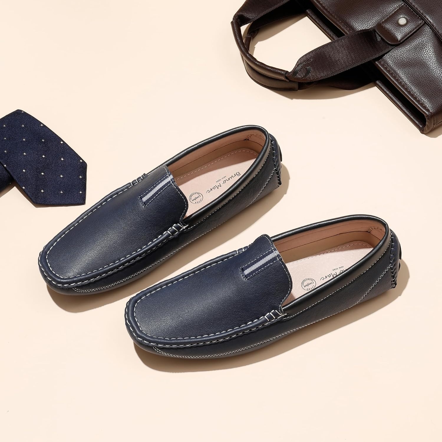 image:imageBruno Marc Mens Driving Moccasins Slip on Loafers Shoes Soft Flexible Lightweight Daily Office Weekend Travel Journey OutdoorNavy