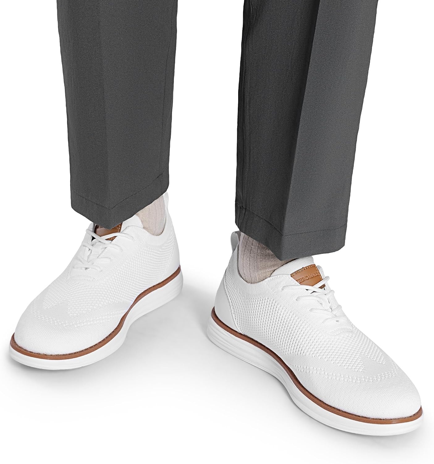 image:imageBruno Marc Mens Grand02 KnitFlex Lightweight Walking Shoes LaceUp Oxfords Lightweight Casual Walking Shoes versatile enough to wear with both casual and dress pantsWhite