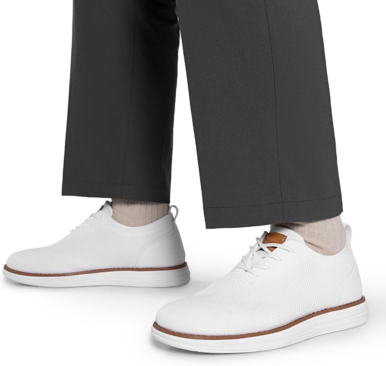 image:imageBruno Marc Mens Grand02 KnitFlex Lightweight Walking Shoes LaceUp Oxfords Lightweight Casual Walking Shoes versatile enough to wear with both casual and dress pantsWhite