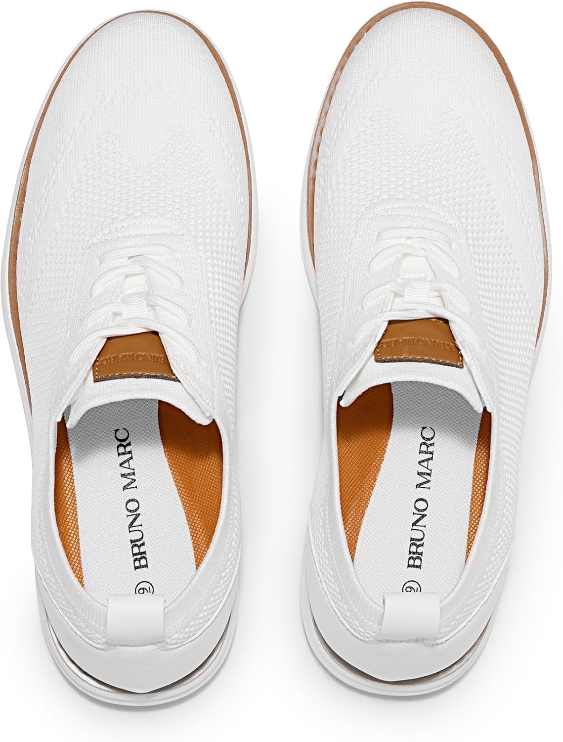 image:imageBruno Marc Mens Grand02 KnitFlex Lightweight Walking Shoes LaceUp Oxfords Lightweight Casual Walking Shoes versatile enough to wear with both casual and dress pantsWhite