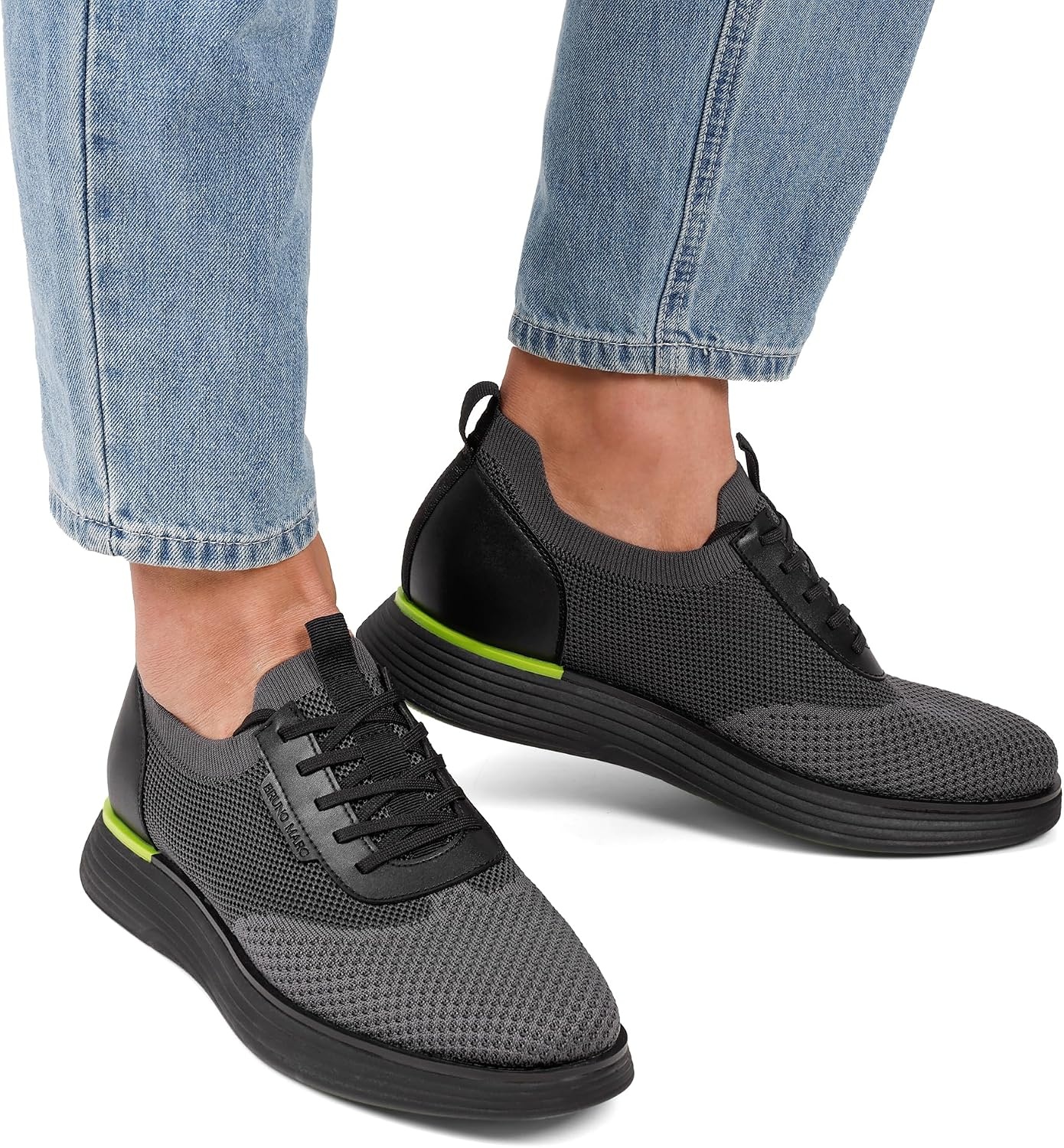 image:imageBruno Marc Mens Sbox2318m Oxford ShoesBlackNeon Green