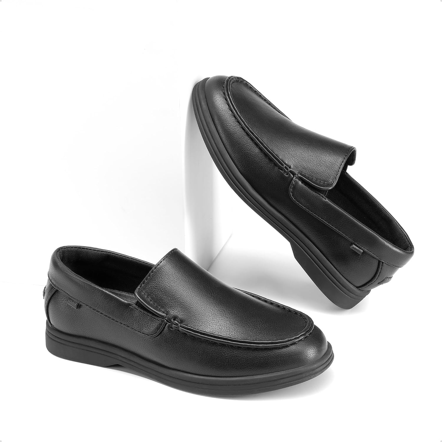 image:imageDREAM PAIRS Boys Dress Shoes Casual Loafers Classic Slip on Loafers Soft Breathable Moccasins School Daily Graduation Church Wedding PartyAll Black
