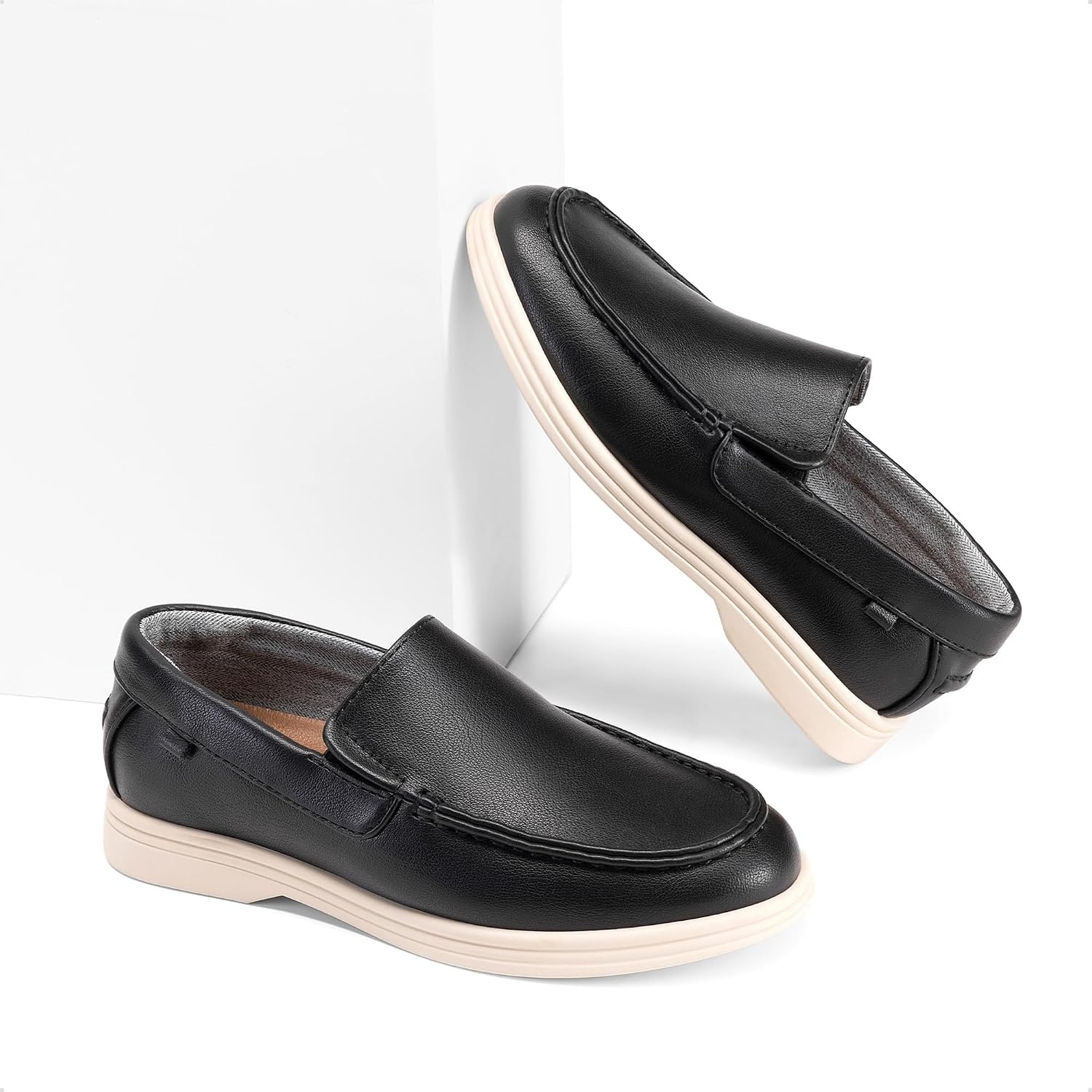 image:imageDREAM PAIRS Boys Dress Shoes Casual Loafers Classic Slip on Loafers Soft Breathable Moccasins School Daily Graduation Church Wedding PartyBlack