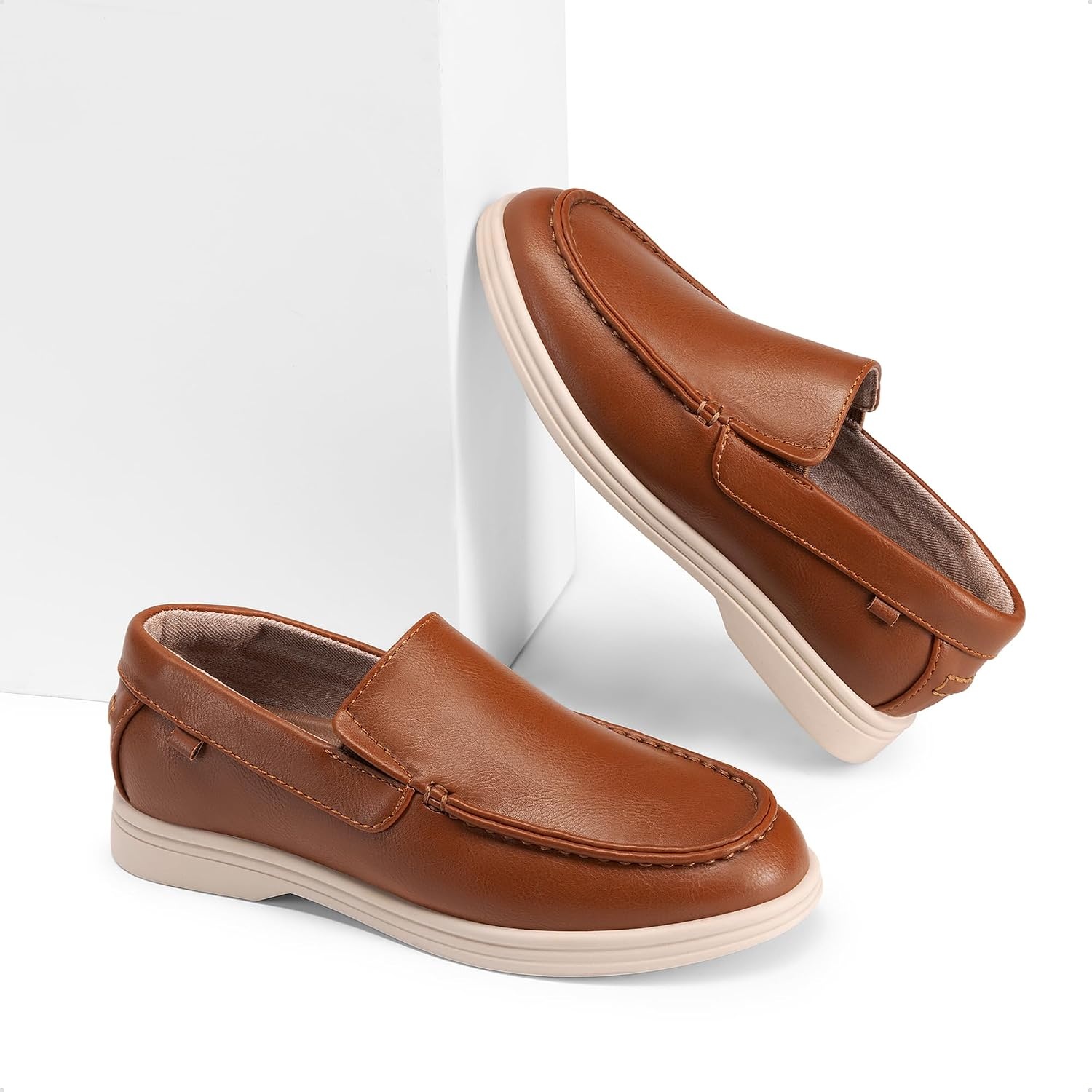 image:imageDREAM PAIRS Boys Dress Shoes Casual Loafers Classic Slip on Loafers Soft Breathable Moccasins School Daily Graduation Church Wedding PartyBrown