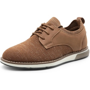 Bruno Marc Boy’s Mesh Casual Dress Oxford Uniform Shoes | Boy’s Breathable Uniform Shoes Slip-on design pull tabs ideal for school activities or church services(Brown)