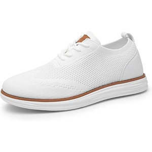 Bruno Marc Men’s Grand-02 KnitFlex Lightweight Walking Shoes | Lace-Up Oxfords Lightweight Casual Walking Shoes versatile enough to wear with both casual and dress pants(White)