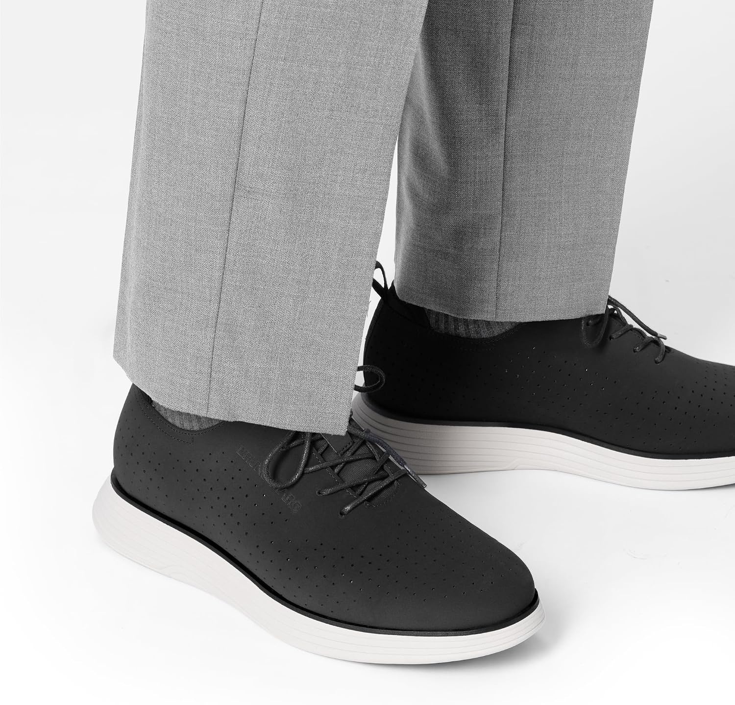 image:imageBruno Marc MaxFlex Mens Dress Oxford Sneakers Stay stylish with breathable perforated PU uppers plush EVA insoles and slipresistant soles for allday comfortBlacknubuck