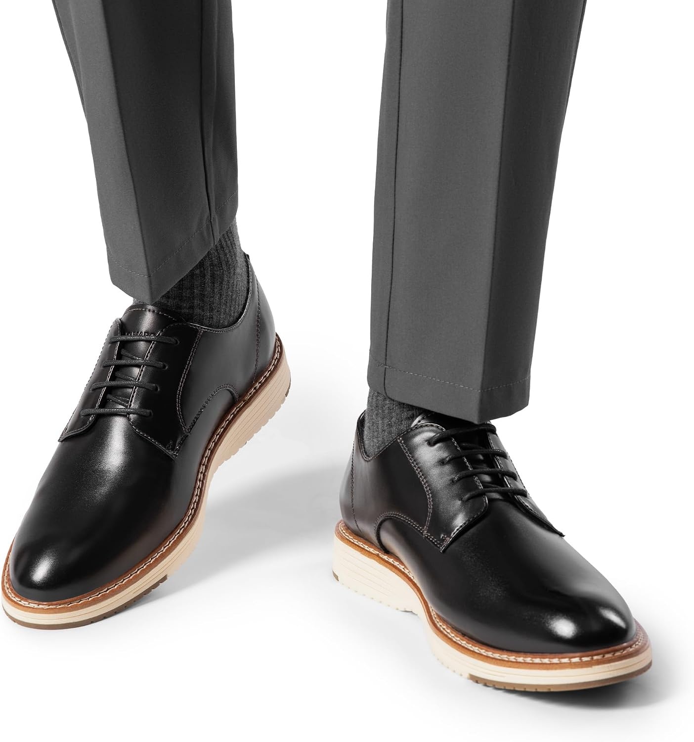 image:imageBruno Marc Mens Crossflex Casual Dress Oxfords Shoes Soft Lining Lightweight TPR Outsole LaceUp Closure Ideal for Business Casual amp Formal OccasionsBlack
