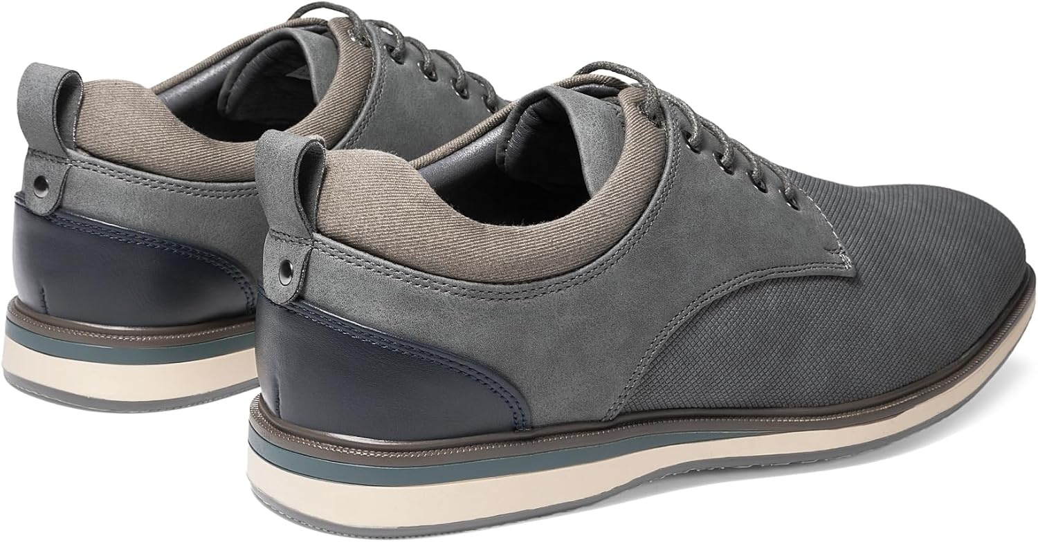 image:imageBruno Marc Mens Dress Shoes Casual Business Oxford Scaled Synthetic Upper Soft Removable Footbed Laceup Secure Fit Flexible Outsole for Daily Work amp Casual WearGrey