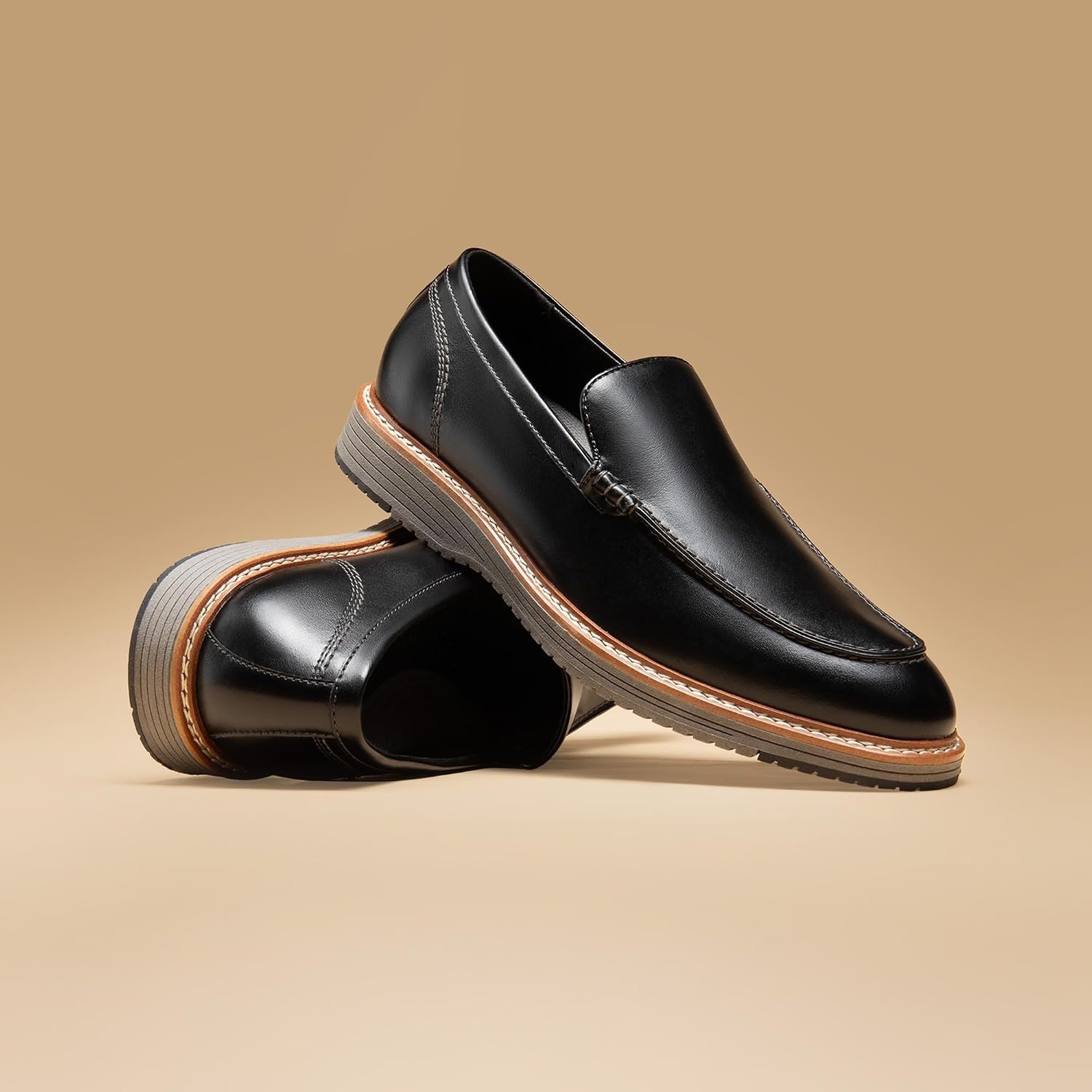 image:imageBruno Marc Mens Dress Slipon Classic Loafers Formal ShoesBlackGrey