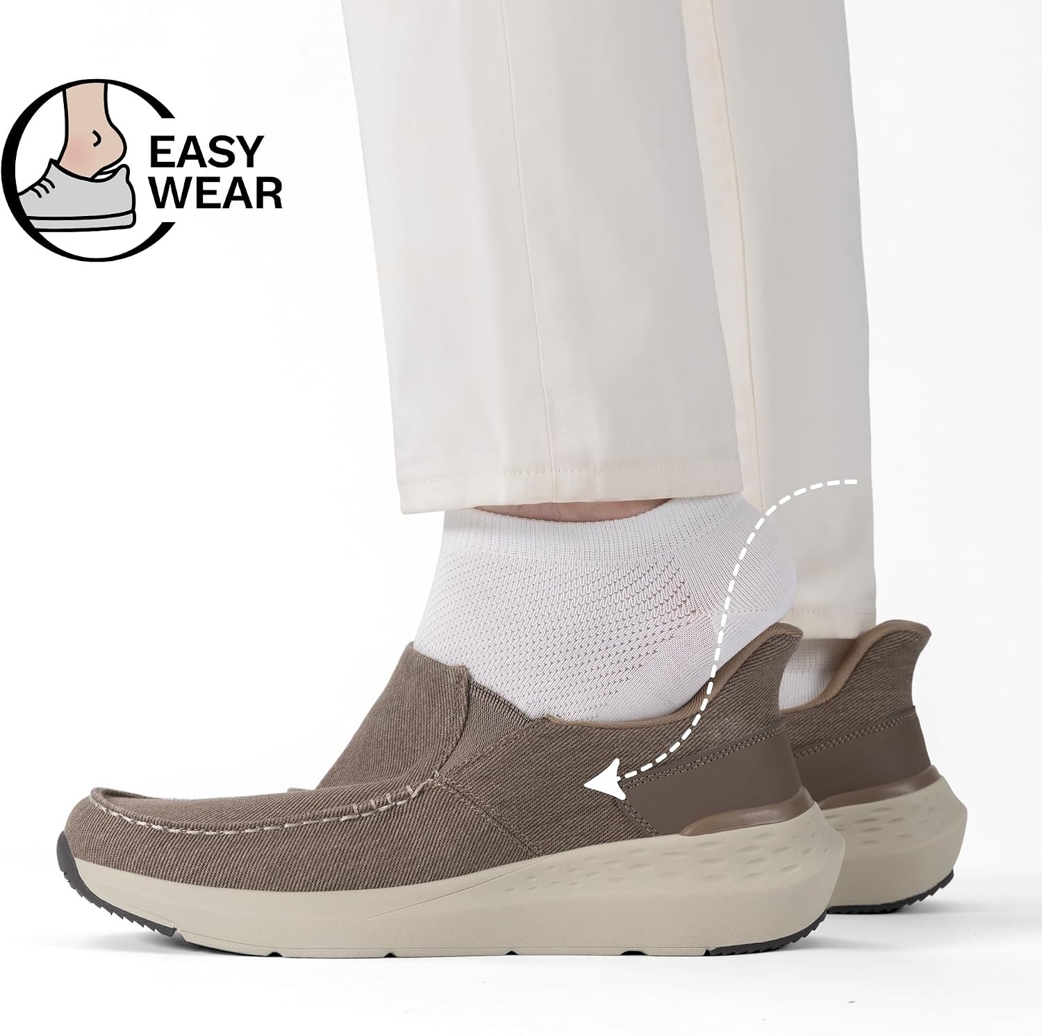 image:imageBruno Marc Mens Hands Free Slip on Loafers Casual Sneakers Canvas Walking ShoesBrown
