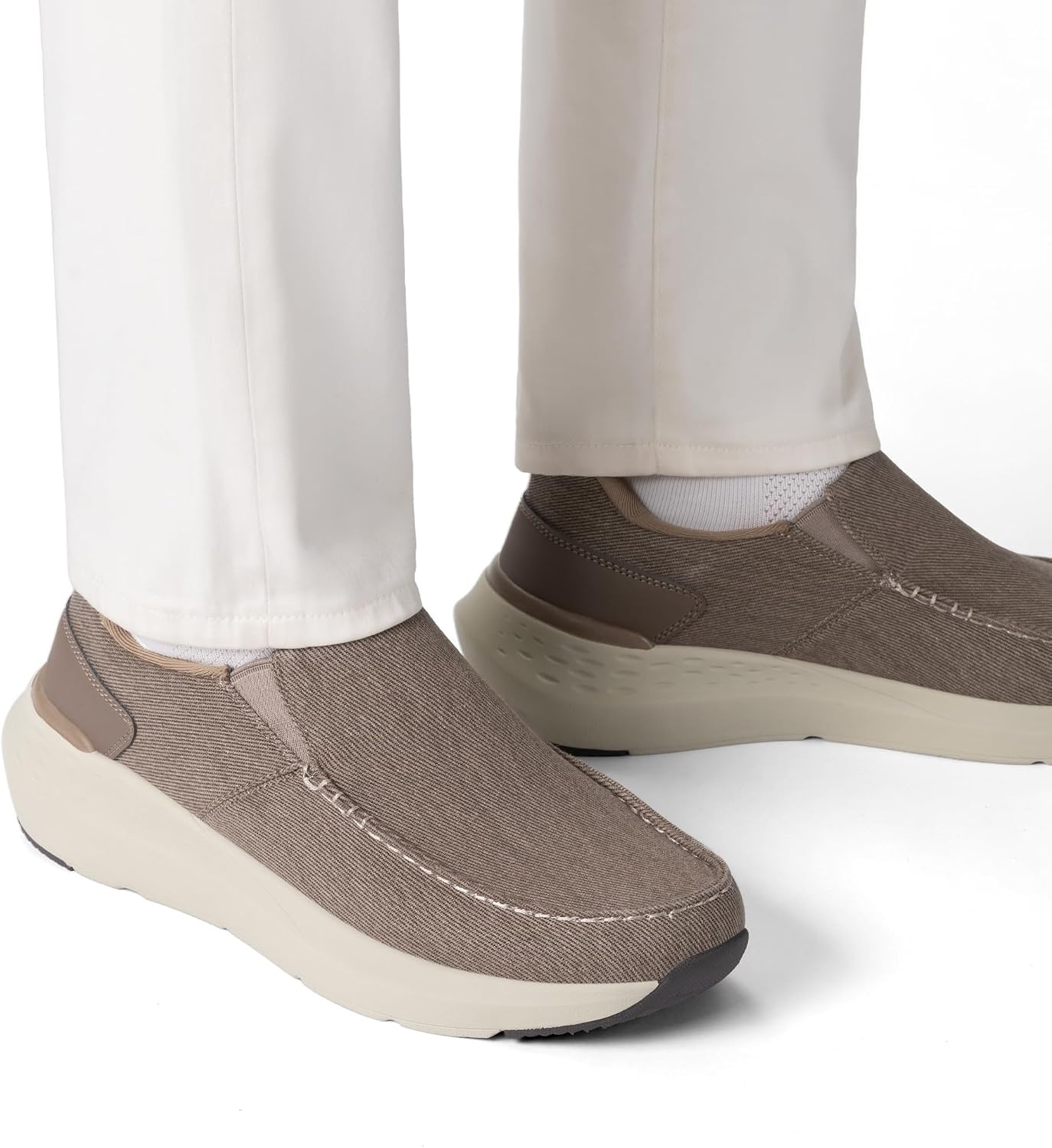 image:imageBruno Marc Mens Hands Free Slip on Loafers Casual Sneakers Canvas Walking ShoesBrown