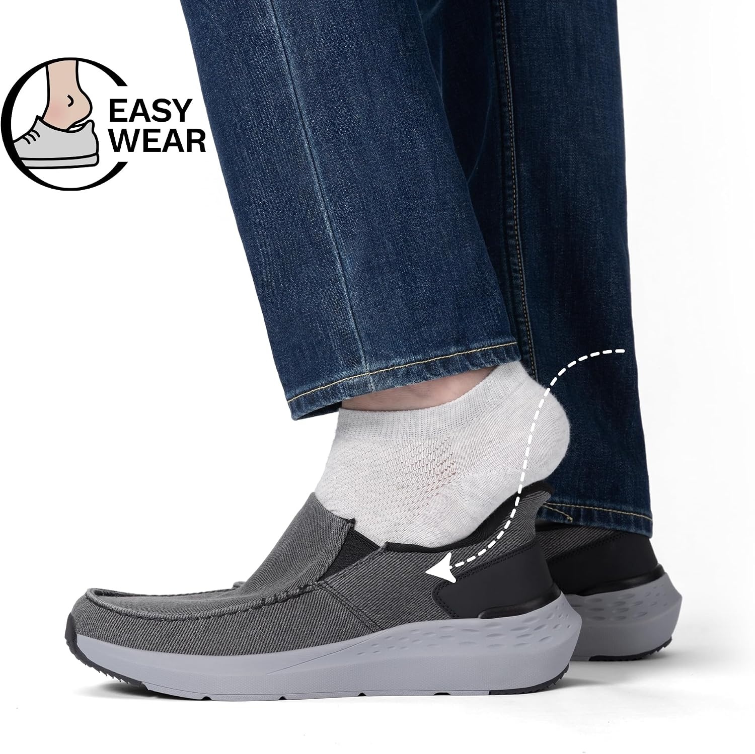 image:imageBruno Marc Mens Hands Free Slip on Loafers Casual Sneakers Canvas Walking ShoesDark Grey