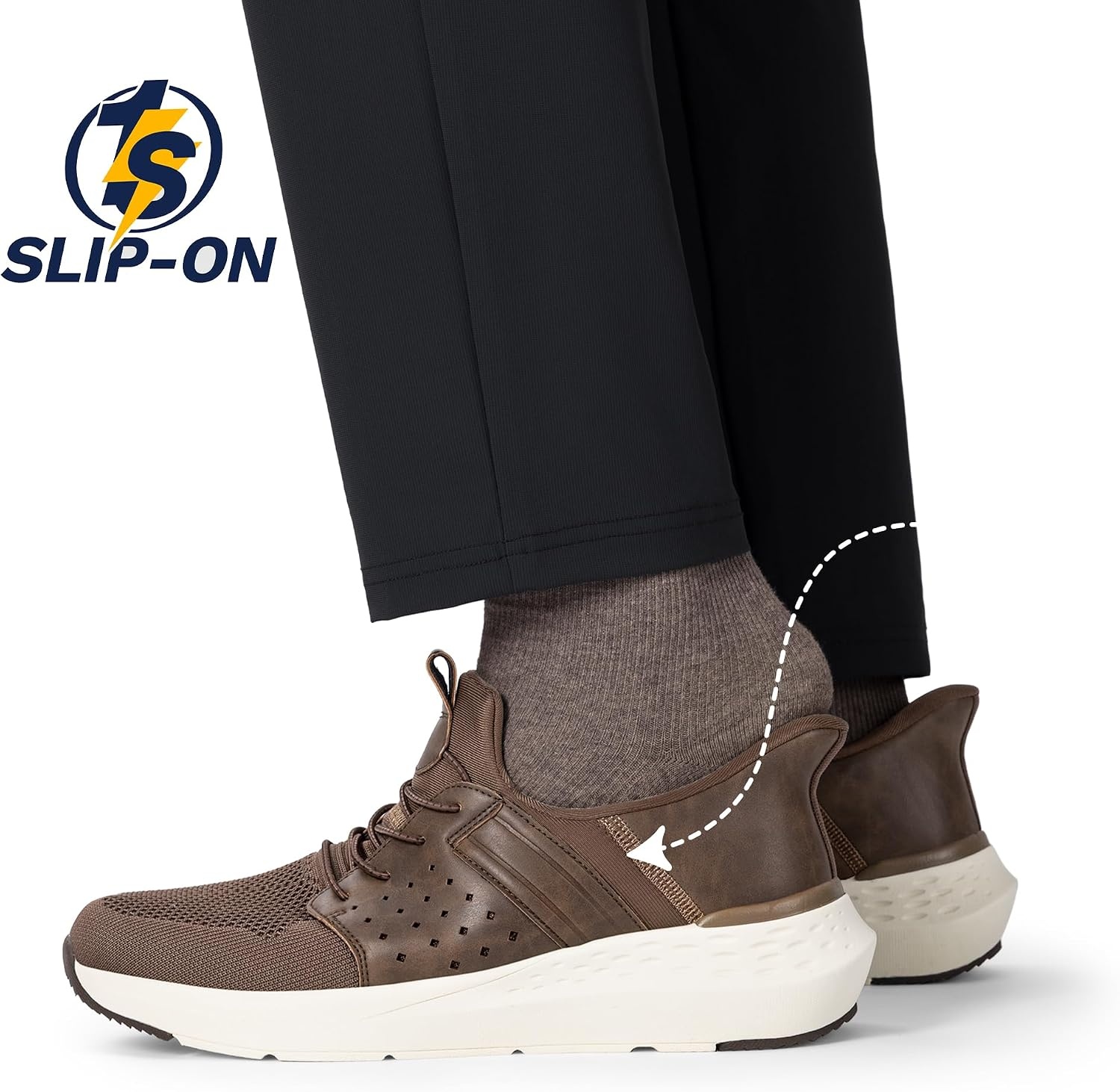 image:imageBruno Marc Mens Hands Free Slipon Loafers Casual Shoes Sneakers Breathable Knit Comfortable Lightweight Walking ShoesBrown