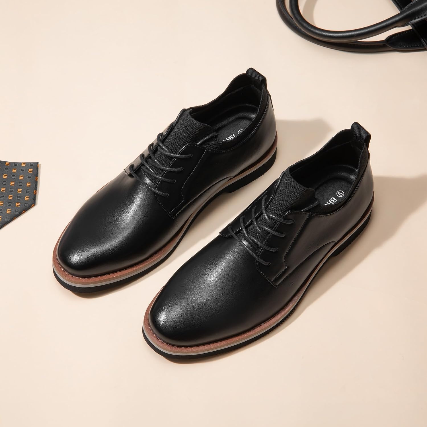image:imageBruno Marc Mens LaceUp Comfortable Fashion Dress Shoes For Work amp OffWork Arch Support Lightweight Cushioning Elastic Collar Polished Stylish Oxfords for All OccasionsBlack