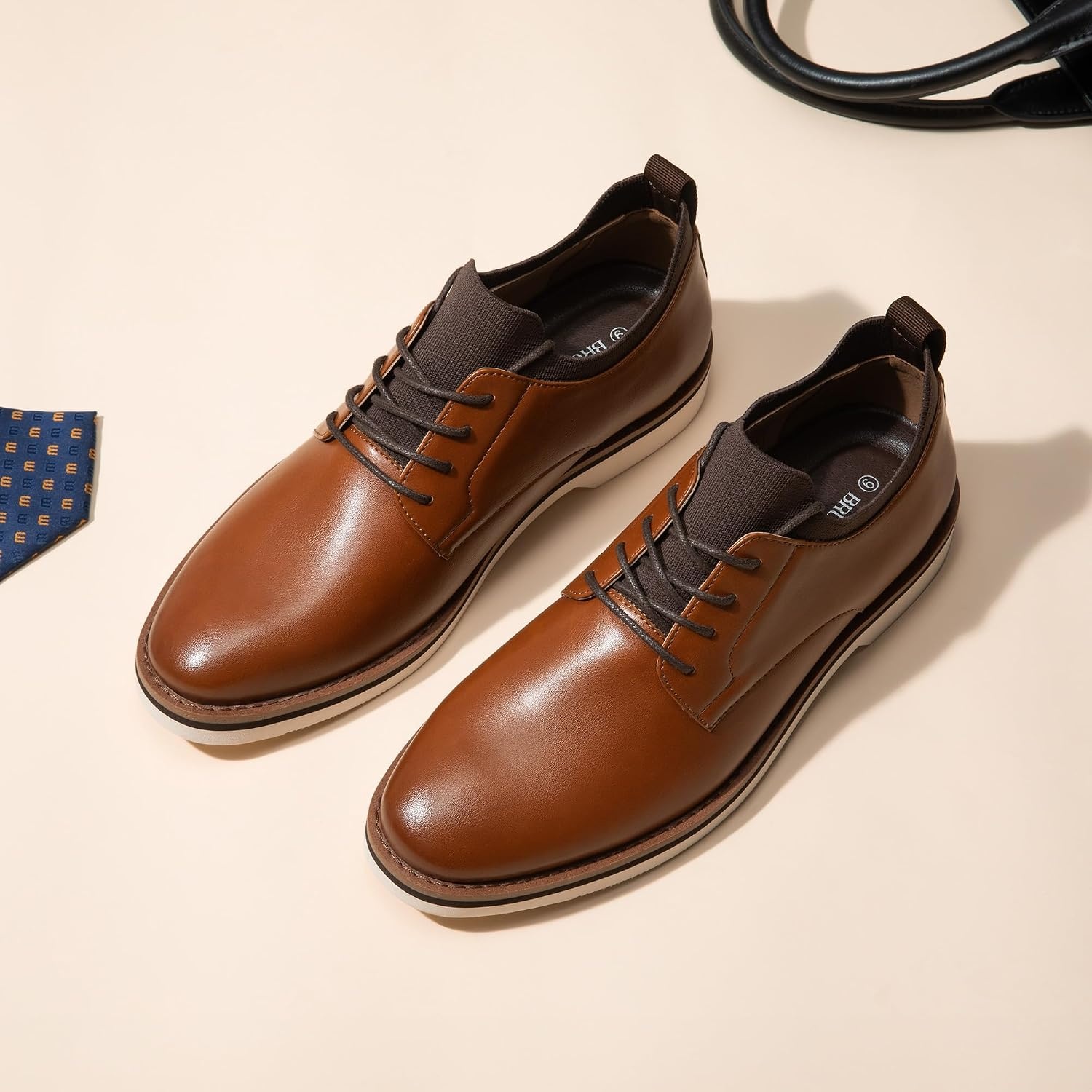 image:imageBruno Marc Mens LaceUp Comfortable Fashion Dress Shoes For Work amp OffWork Arch Support Lightweight Cushioning Elastic Collar Polished Stylish Oxfords for All OccasionsBrown