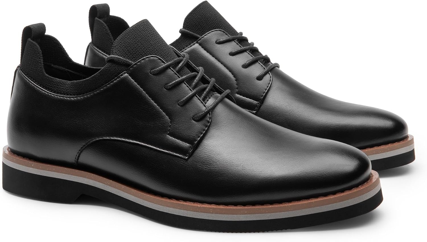 image:imageBruno Marc Mens LaceUp Comfortable Fashion Dress Shoes For Work amp OffWork Arch Support Lightweight Cushioning Elastic Collar Polished Stylish Oxfords for All OccasionsBlack