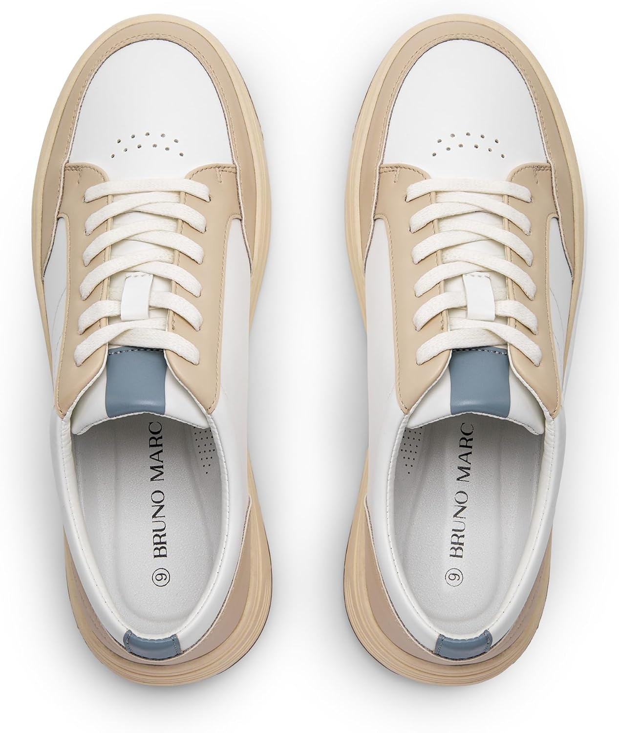 image:imageBruno Marc Mens Lightweight Casual Dress Sneakers Fashion Tennis Breathable Comfortable Flexible Skating Business Tennis Laceup Nonslip Lowtop Walking VersatileWhiteBeige