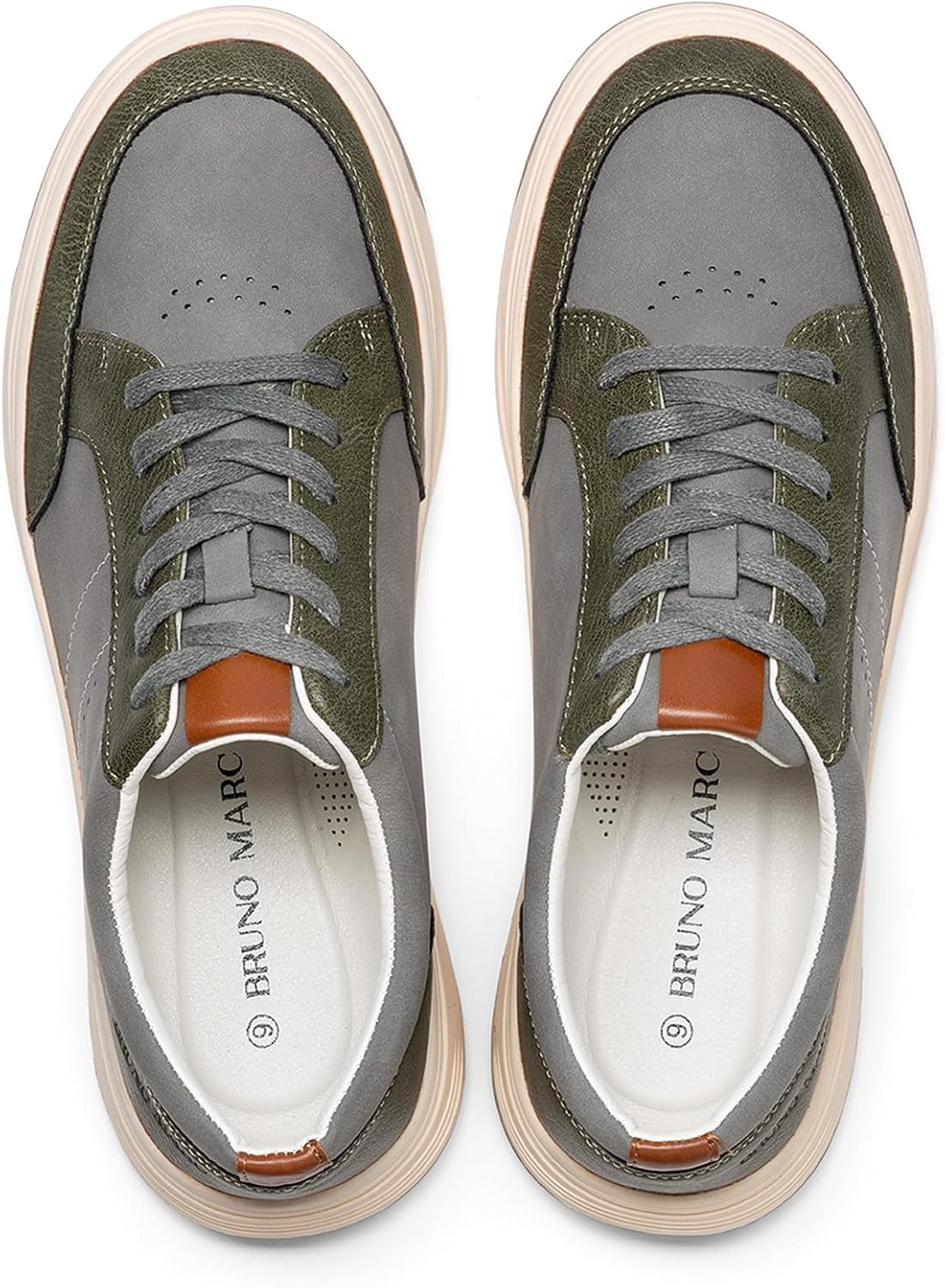 image:imageBruno Marc Mens Lightweight Casual Dress Sneakers Fashion Tennis Breathable Comfortable Flexible Skating Business Tennis Laceup Nonslip Lowtop Walking VersatileArmy Green