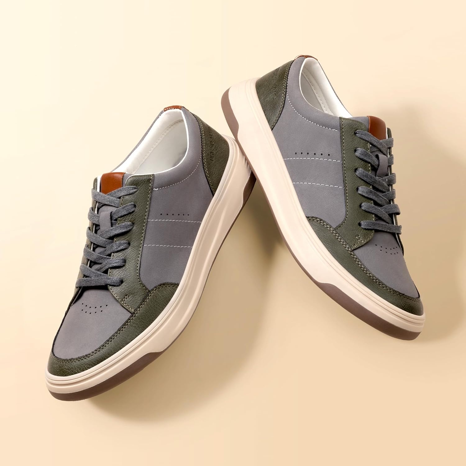 image:imageBruno Marc Mens Lightweight Casual Dress Sneakers Fashion Tennis Breathable Comfortable Flexible Skating Business Tennis Laceup Nonslip Lowtop Walking VersatileArmy Green