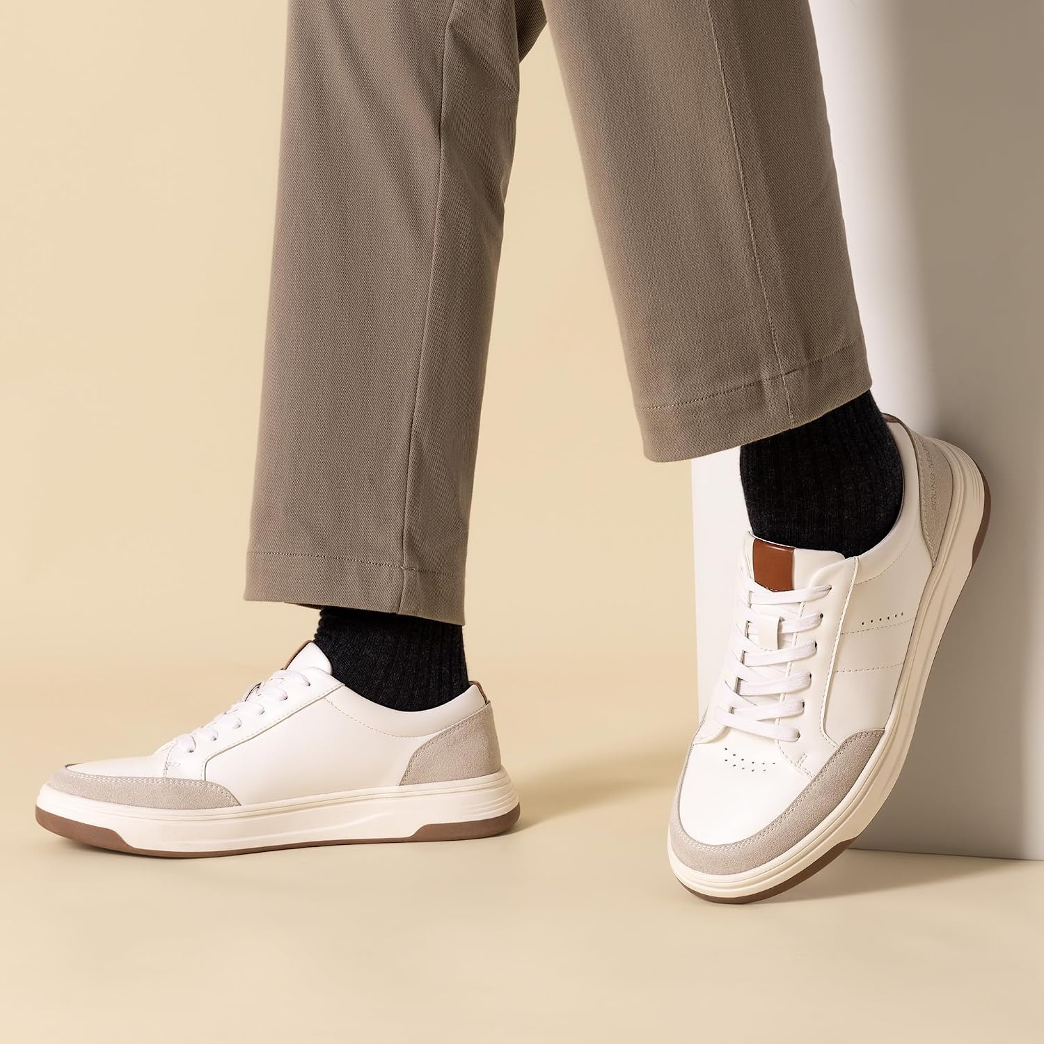 image:imageBruno Marc Mens Lightweight Casual Dress Sneakers Fashion Tennis Breathable Comfortable Flexible Skating Business Tennis Laceup Nonslip Lowtop Walking VersatileWhite