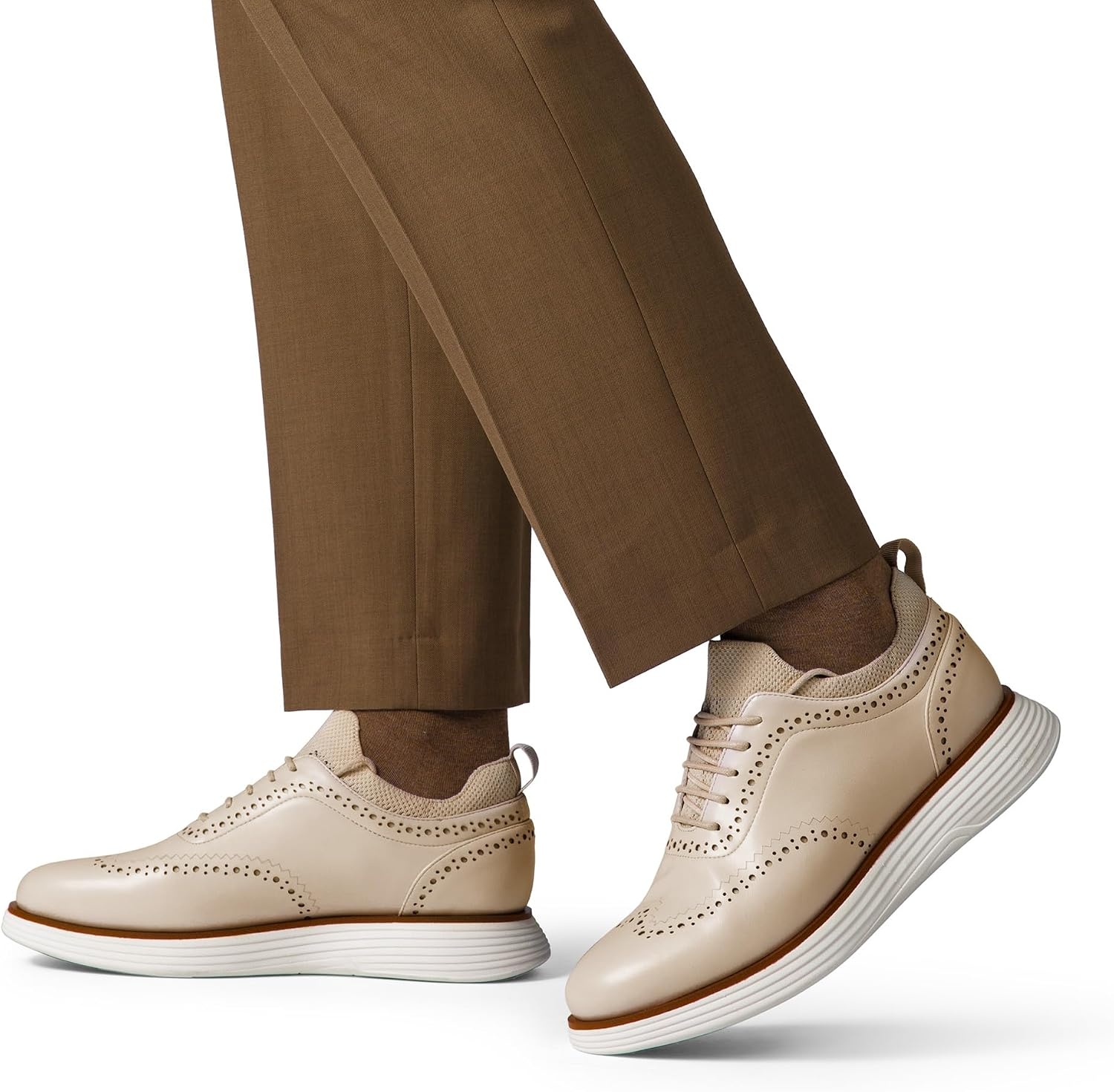image:imageBruno Marc Mens MaxFlex Dress Sneakers Oxfords 5mm Mesh EVA Insole with Arch Support ShockAbsorbent MD Midsole NonSlip Rubber Outsole for Formal amp Casual WearApricotpu