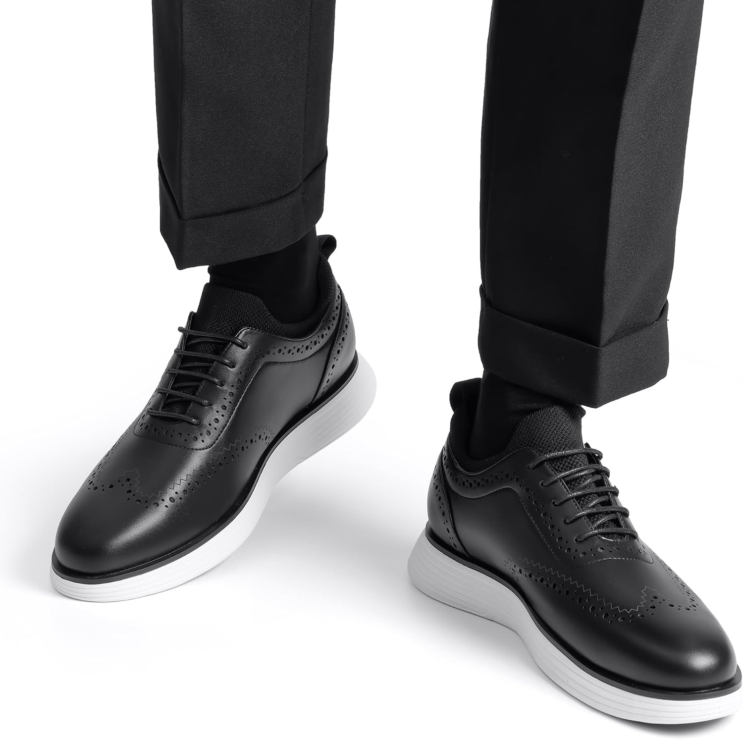 image:imageBruno Marc Mens MaxFlex Dress Sneakers Oxfords 5mm Mesh EVA Insole with Arch Support ShockAbsorbent MD Midsole NonSlip Rubber Outsole for Formal amp Casual WearBlack