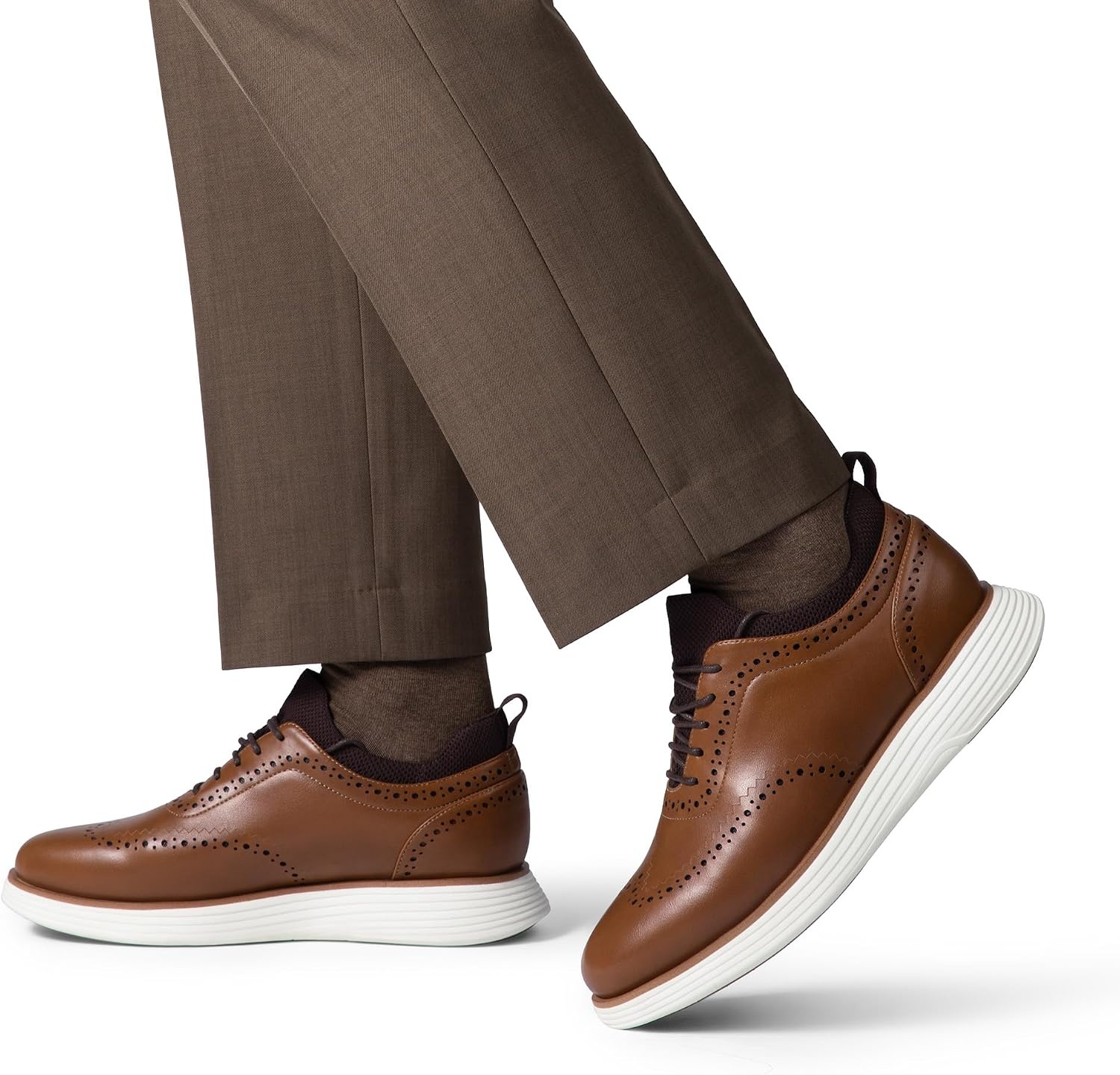 image:imageBruno Marc Mens MaxFlex Dress Sneakers Oxfords 5mm Mesh EVA Insole with Arch Support ShockAbsorbent MD Midsole NonSlip Rubber Outsole for Formal amp Casual WearLight Brownpu