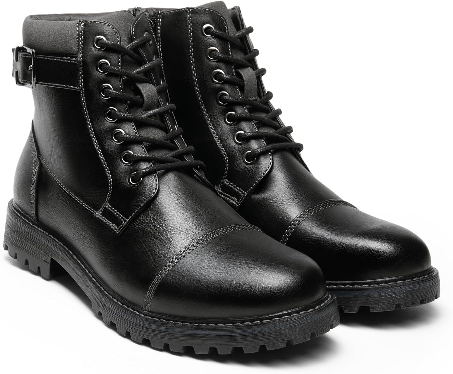 image:imageBruno Marc Mens Motorcycle Combat Warm Zipper Oxford Boot Breathable Lining Laceup amp Side Zipper Durable TPR Outsole Ideal for Motorcycle Riding amp Daily WearBlack