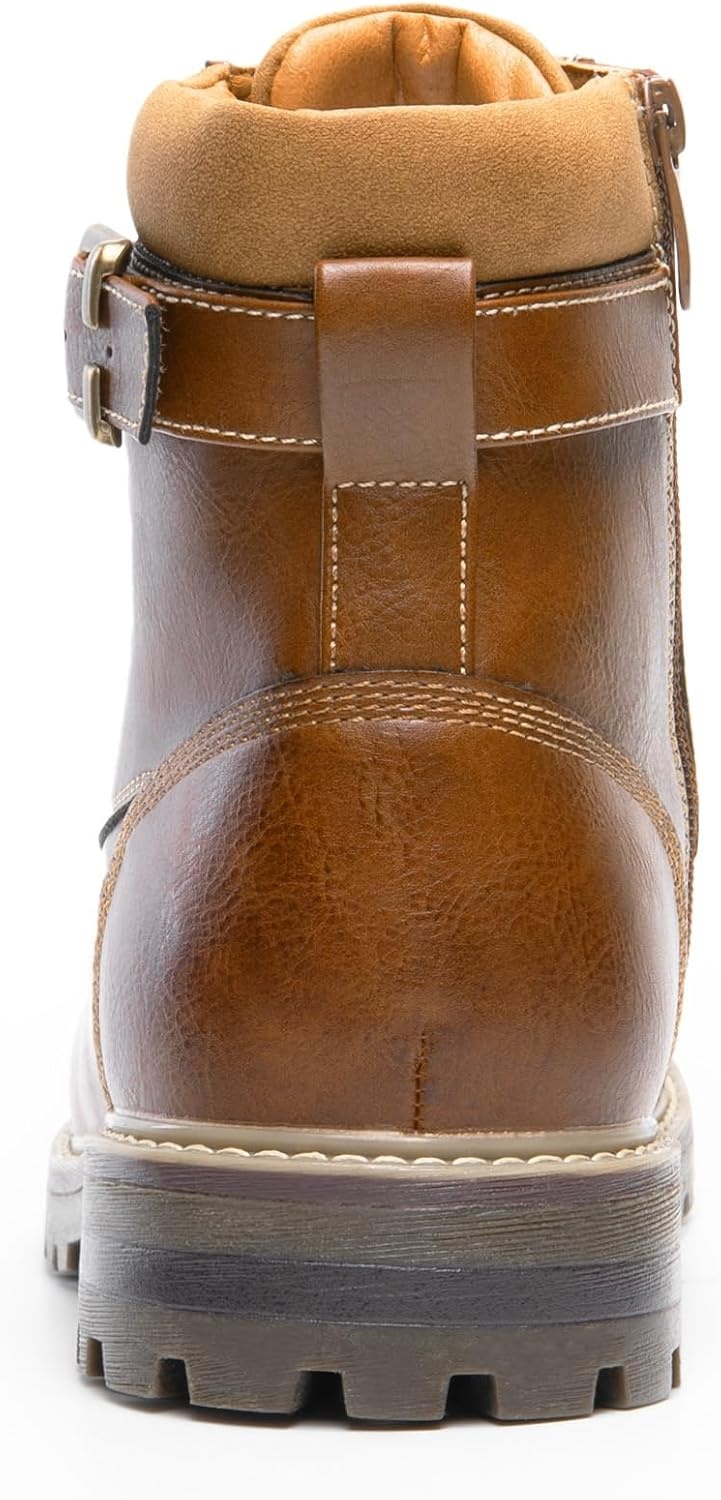 image:imageBruno Marc Mens Motorcycle Combat Warm Zipper Oxford Boot Breathable Lining Laceup amp Side Zipper Durable TPR Outsole Ideal for Motorcycle Riding amp Daily WearEngle05brown