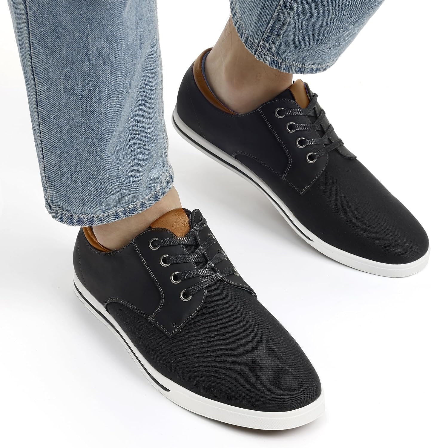 image:imageBruno Marc Mens Oxfords Sneakers Casual Dress Shoes Classic Canvas Tennis Office Work ShoesBlack