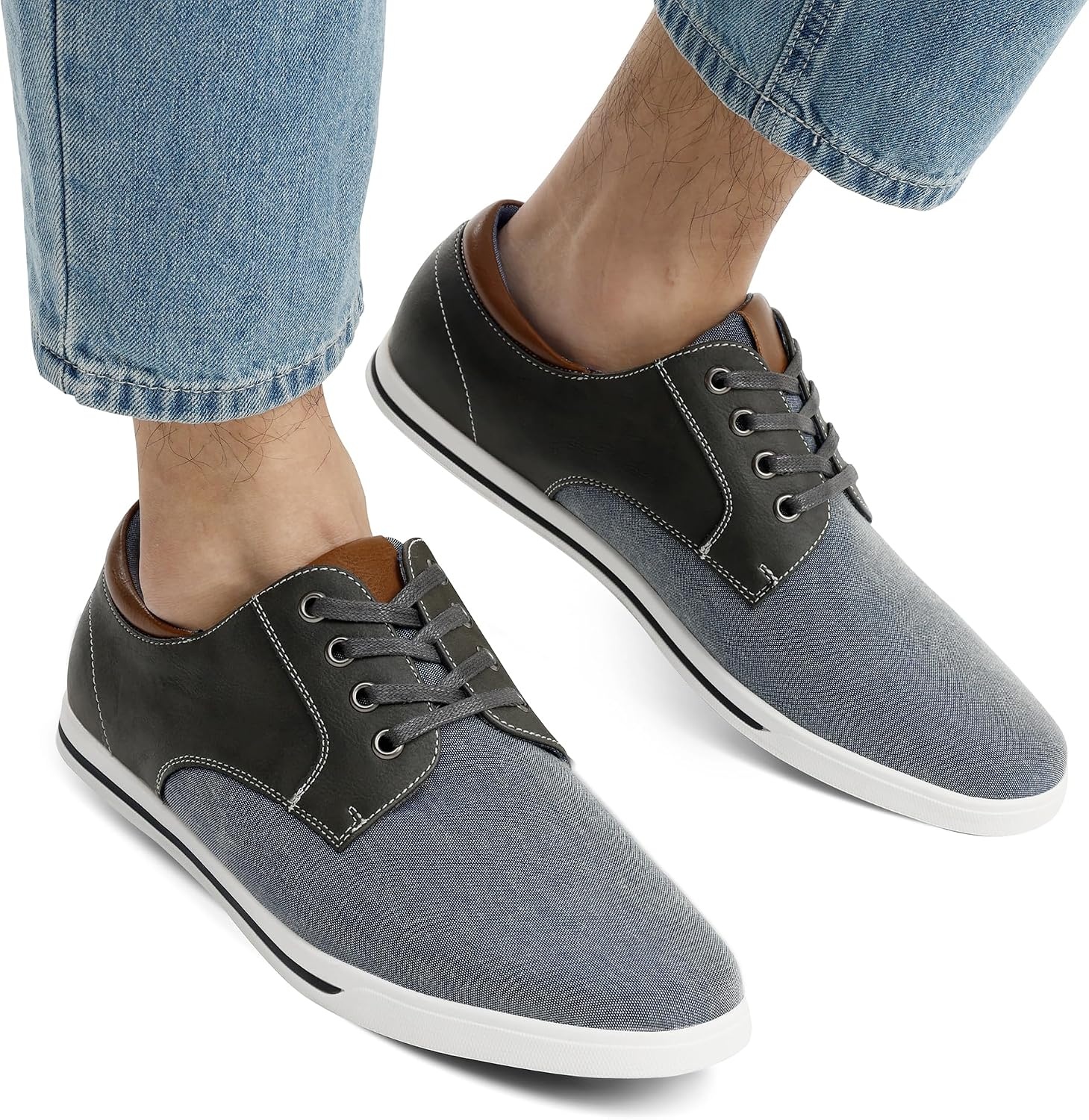 image:imageBruno Marc Mens Oxfords Sneakers Casual Dress Shoes Classic Canvas Tennis Office Work ShoesGrey