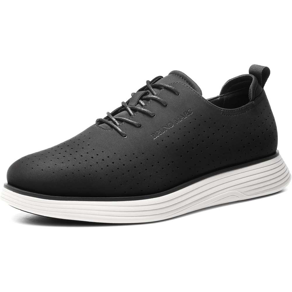 image:imageBruno Marc MaxFlex Mens Dress Oxford Sneakers Stay stylish with breathable perforated PU uppers plush EVA insoles and slipresistant soles for allday comfortBlacknubuck