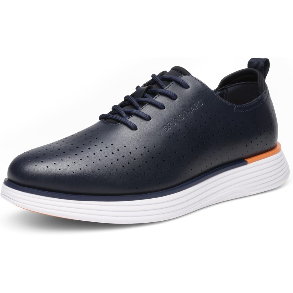 image:imageBruno Marc MaxFlex Mens Dress Oxford Sneakers  Stay stylish with breathable perforated PU uppers plush EVA insoles and slipresistant soles for allday comfortBlue