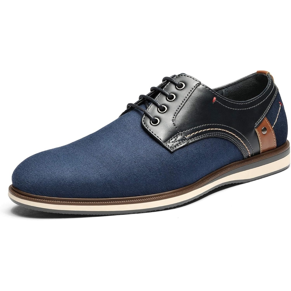 image:imageBruno Marc Mens Dress Shoes Casual Business Oxford Scaled Synthetic Upper Soft Removable Footbed Laceup Secure Fit Flexible Outsole for Daily Work amp Casual Wear2navy