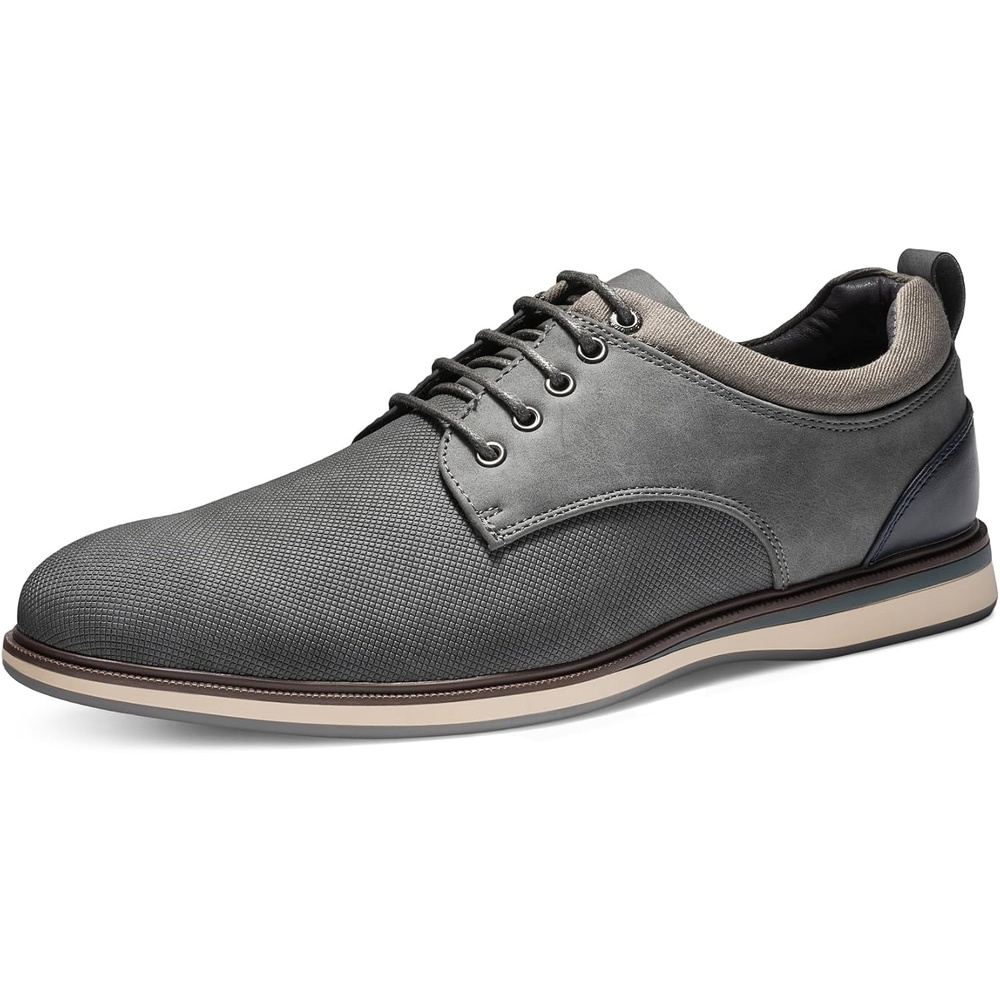 image:imageBruno Marc Mens Dress Shoes Casual Business Oxford Scaled Synthetic Upper Soft Removable Footbed Laceup Secure Fit Flexible Outsole for Daily Work amp Casual WearGrey