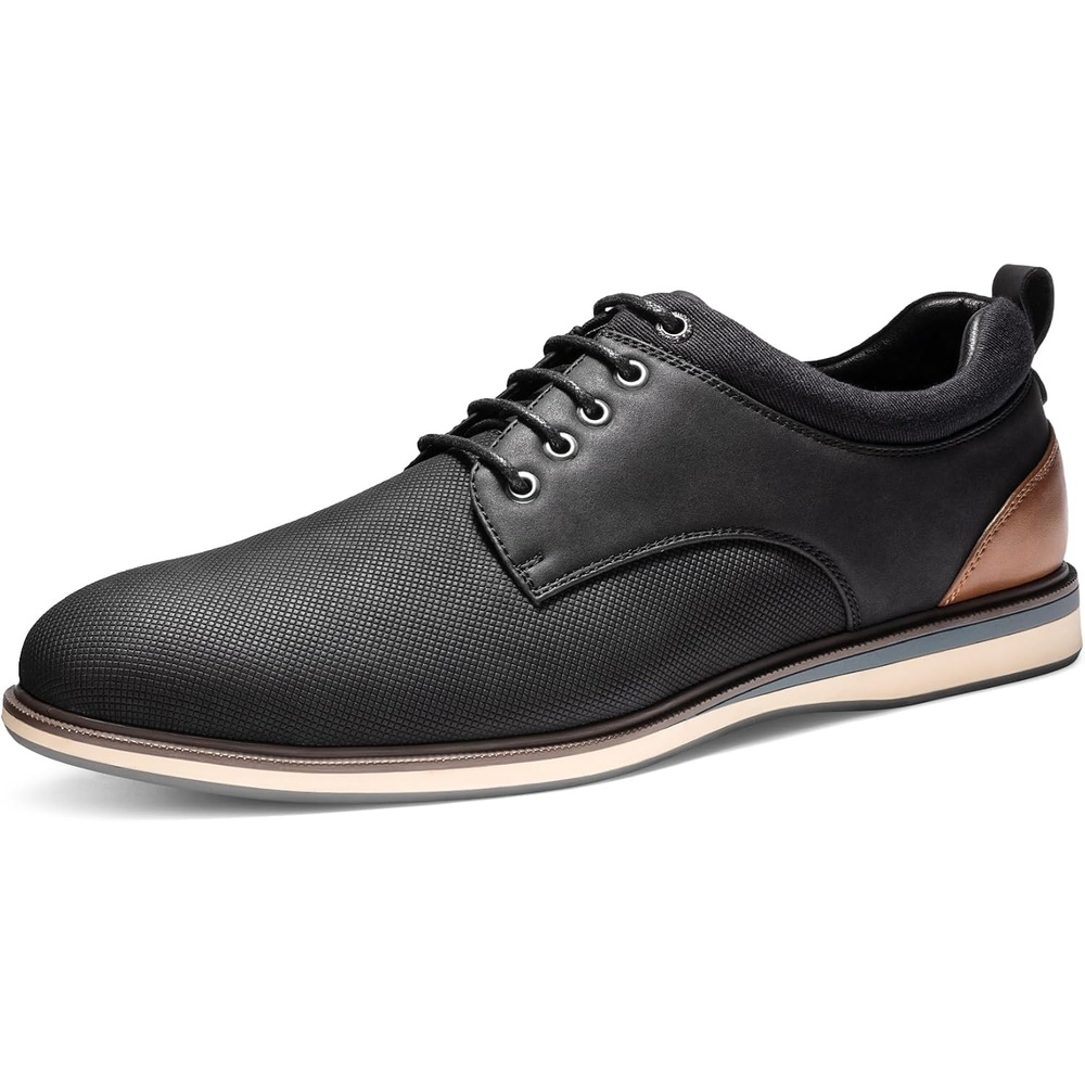 image:imageBruno Marc Mens Dress Shoes Casual Business Oxford Scaled Synthetic Upper Soft Removable Footbed Laceup Secure Fit Flexible Outsole for Daily Work amp Casual WearBlack