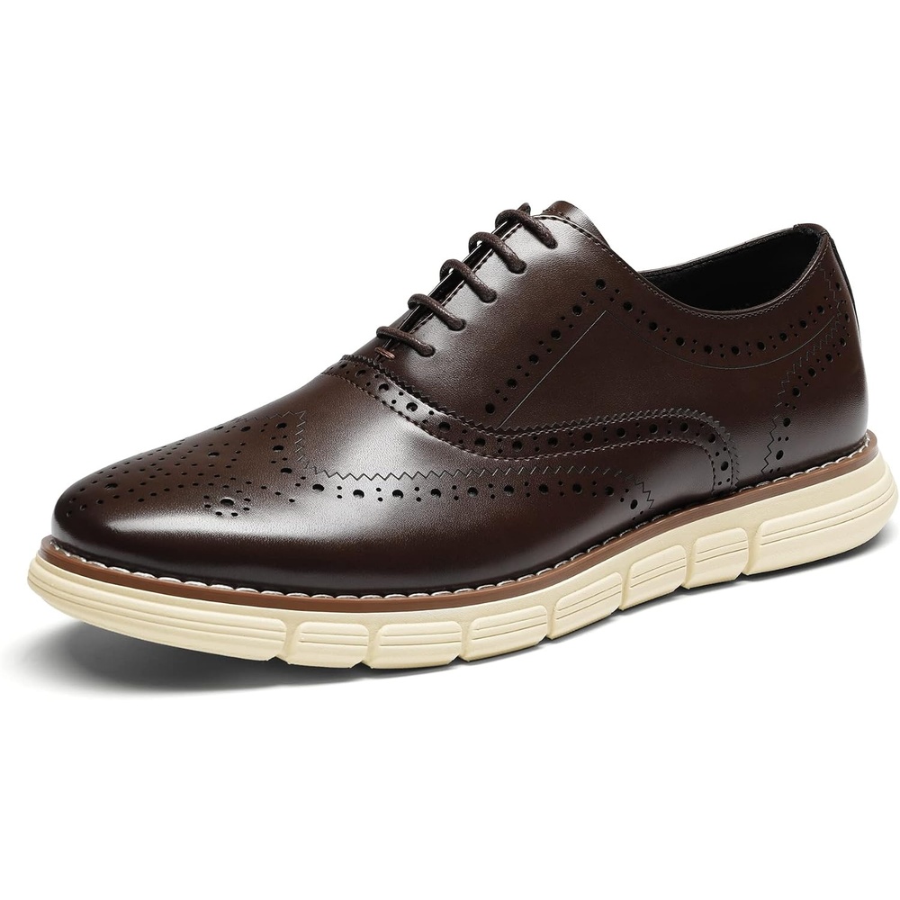 image:imageBruno Marc Mens Dress Sneakers Wingtip Oxford  Mens Crossflex Sneakers Wingtip Derby Casual Oxford Formal Shoes Ultra Light for Business Casual amp Daily WearDarkBrownwing