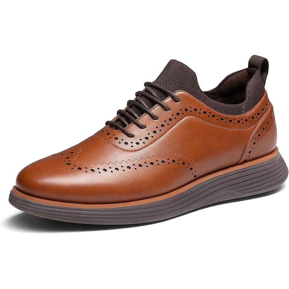 image:imageBruno Marc Mens MaxFlex Dress Sneakers Oxfords 5mm Mesh EVA Insole with Arch Support ShockAbsorbent MD Midsole NonSlip Rubber Outsole for Formal amp Casual WearLight BrownCoffee