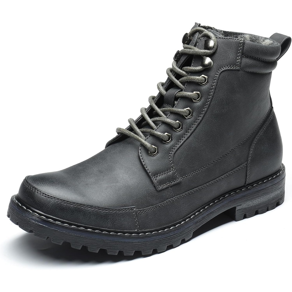image:imageBruno Marc Mens Motorcycle Combat Warm Zipper Oxford Boot Breathable Lining Laceup amp Side Zipper Durable TPR Outsole Ideal for Motorcycle Riding amp Daily WearGrey