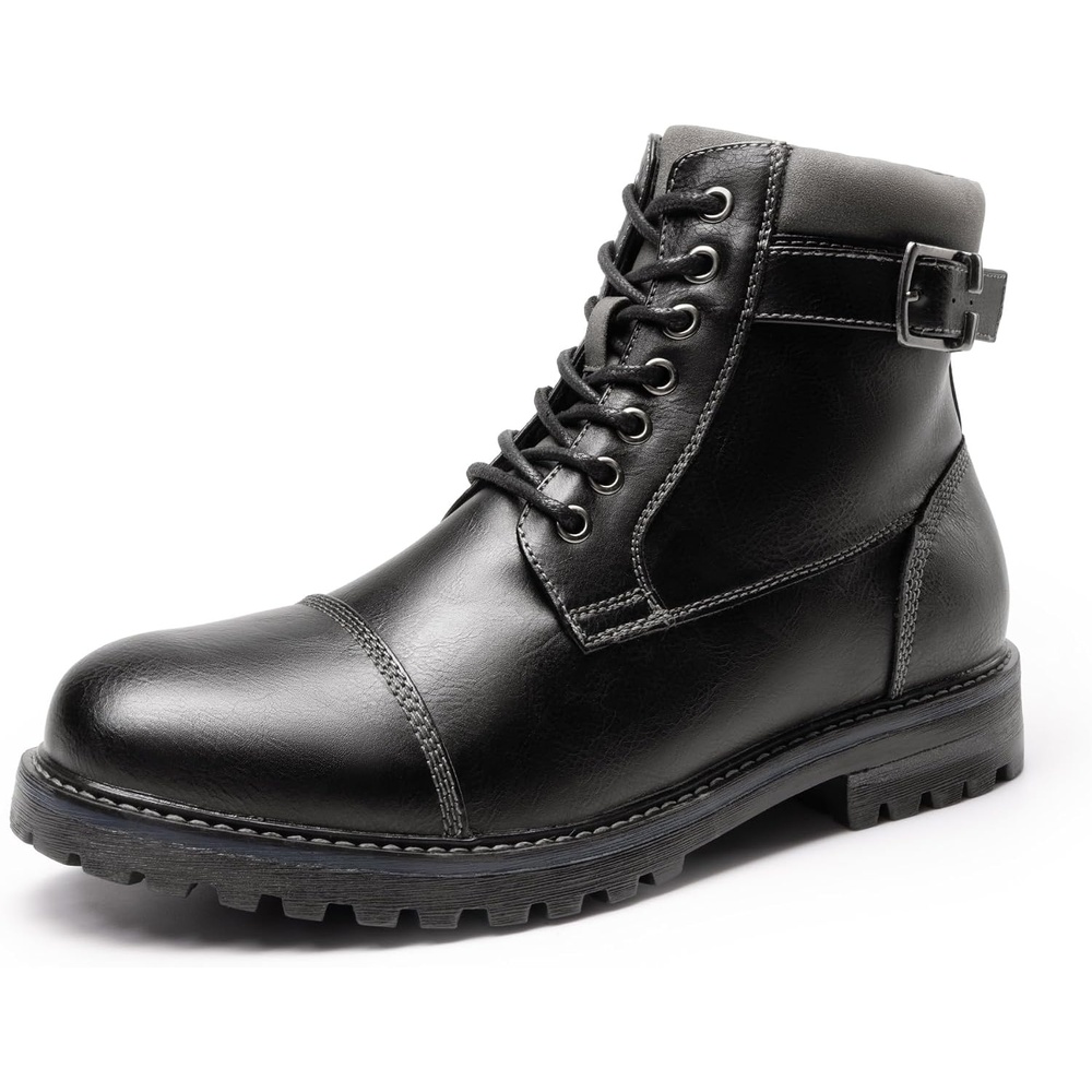 image:imageBruno Marc Mens Motorcycle Combat Warm Zipper Oxford Boot Breathable Lining Laceup amp Side Zipper Durable TPR Outsole Ideal for Motorcycle Riding amp Daily WearBlack
